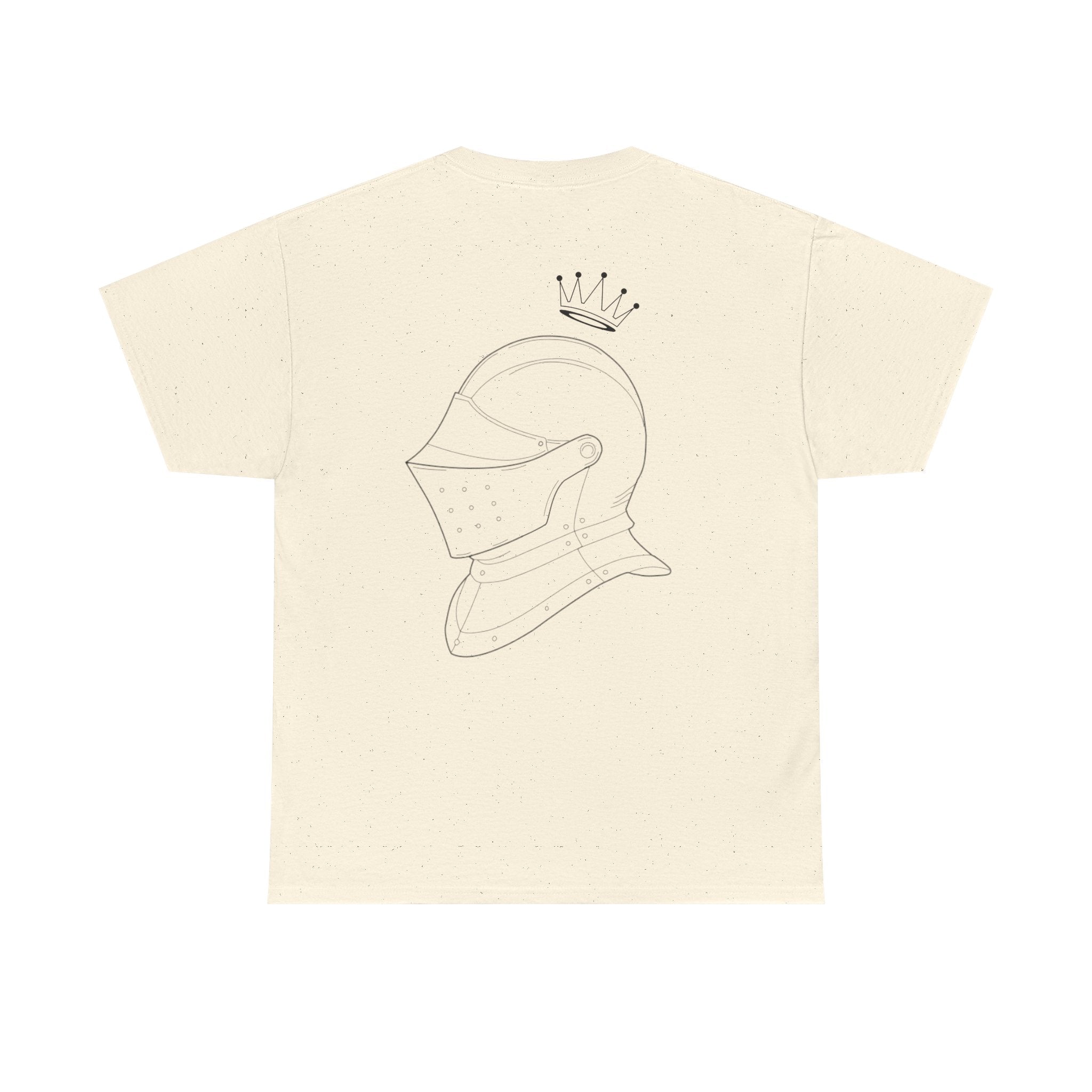 Valor Knight Warden One Tee — Minimal Crowned Knight Helmet Graphic T-Shirt