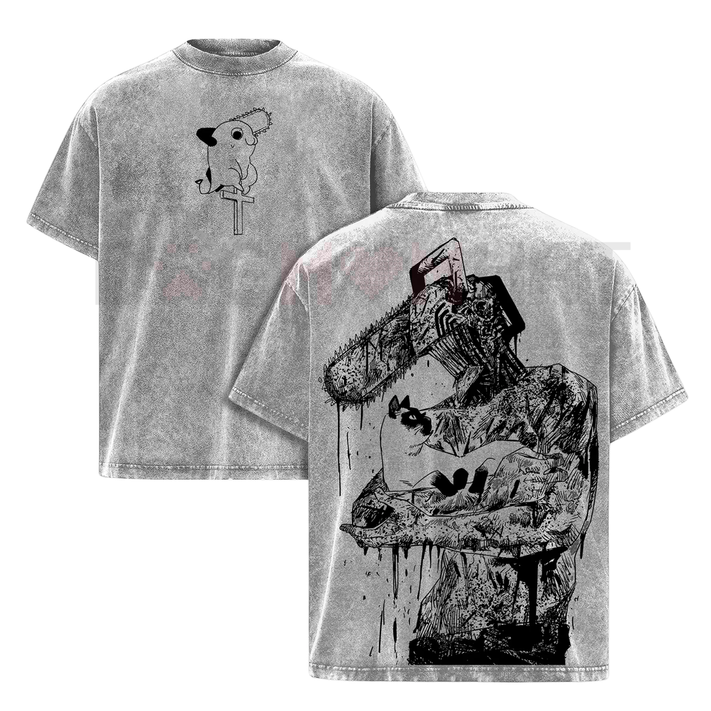 Chainsaw Man Tee – Washed Oversized Heavy Cotton Tee