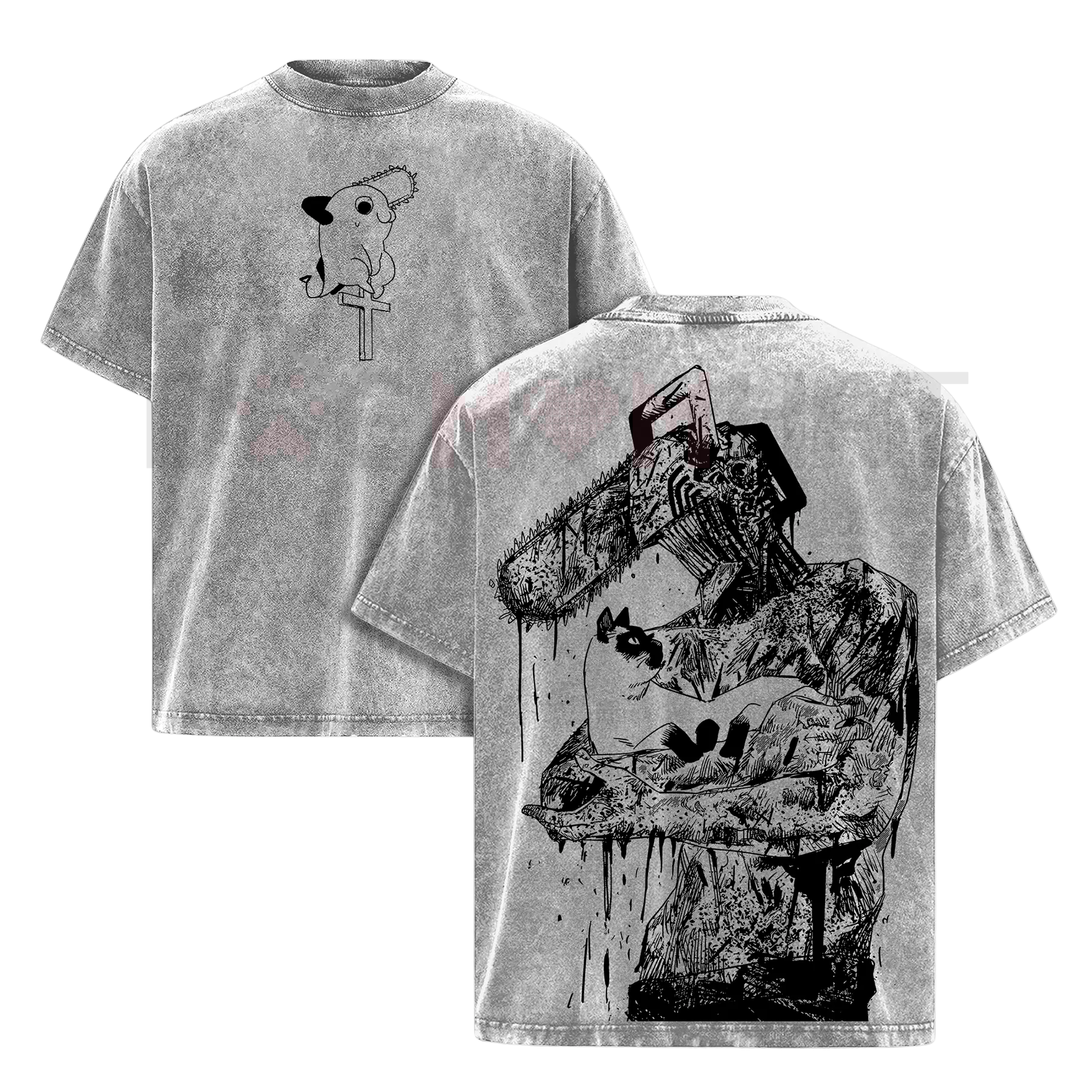 Chainsaw Man Tee – Washed Oversized Heavy Cotton Tee