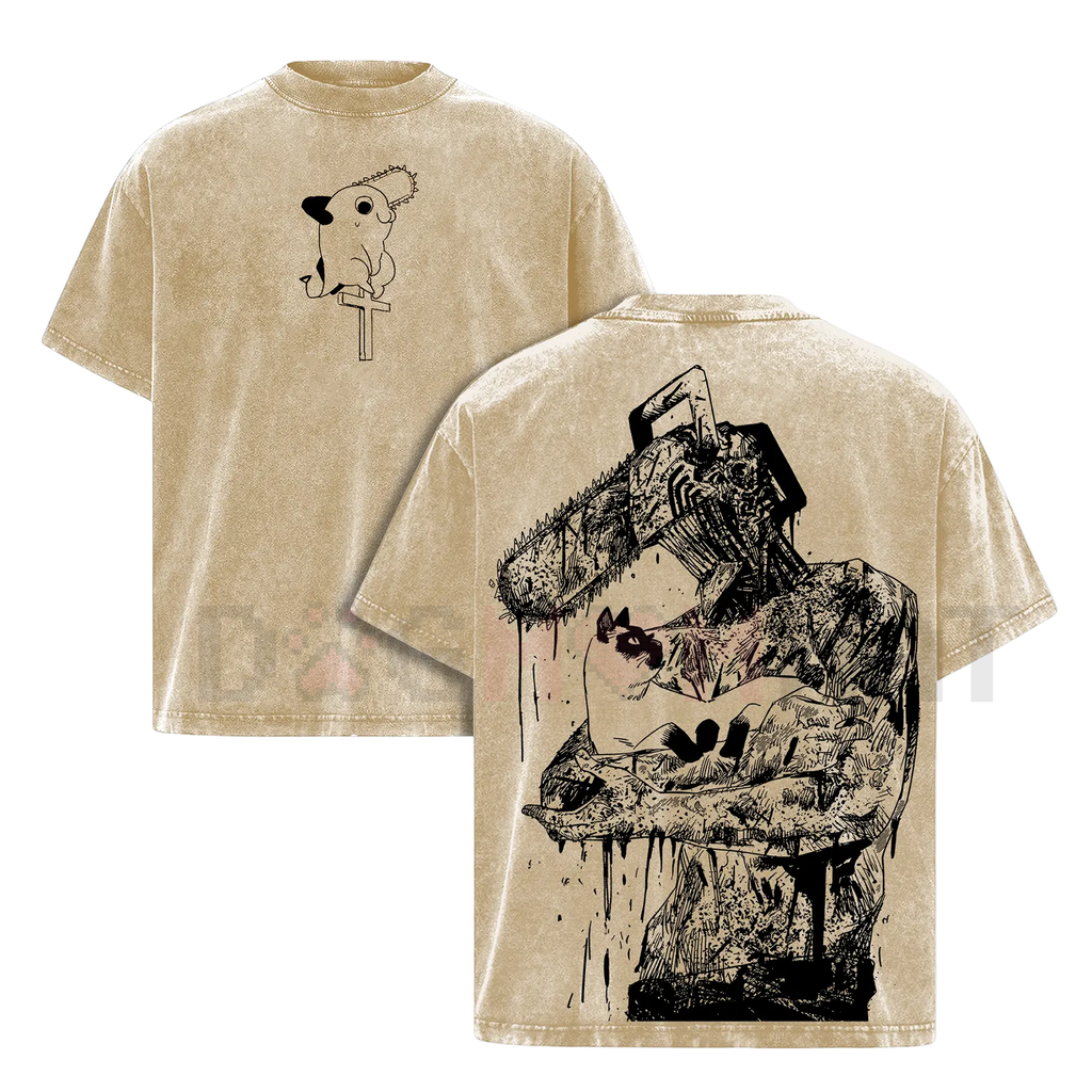 Chainsaw Man Tee – Washed Oversized Heavy Cotton Tee