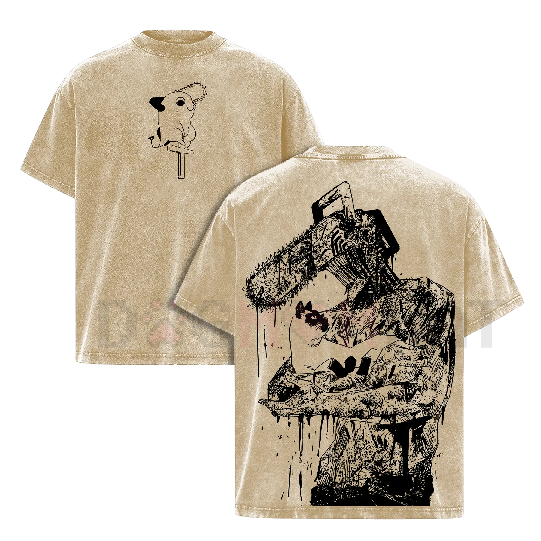 Chainsaw Man Tee – Washed Oversized Heavy Cotton Tee