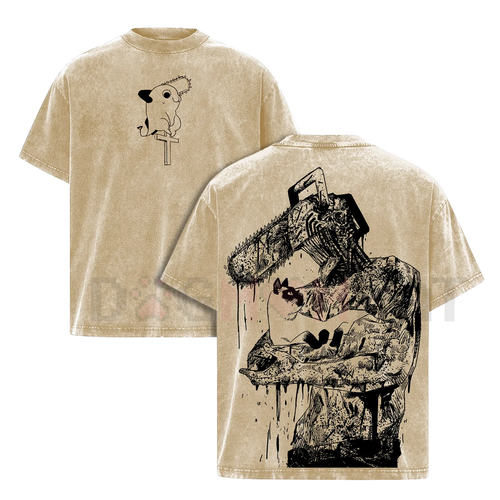 Chainsaw Man Tee – Washed Oversized Heavy Cotton Tee
