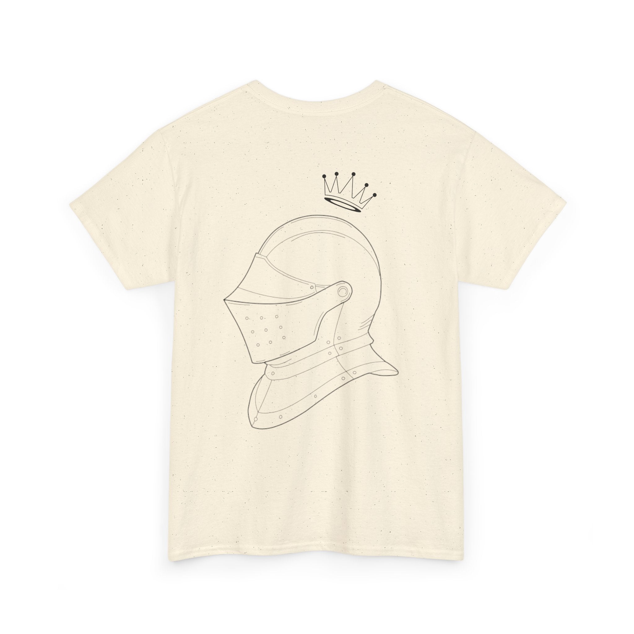 Valor Knight Warden One Tee — Minimal Crowned Knight Helmet Graphic T-Shirt