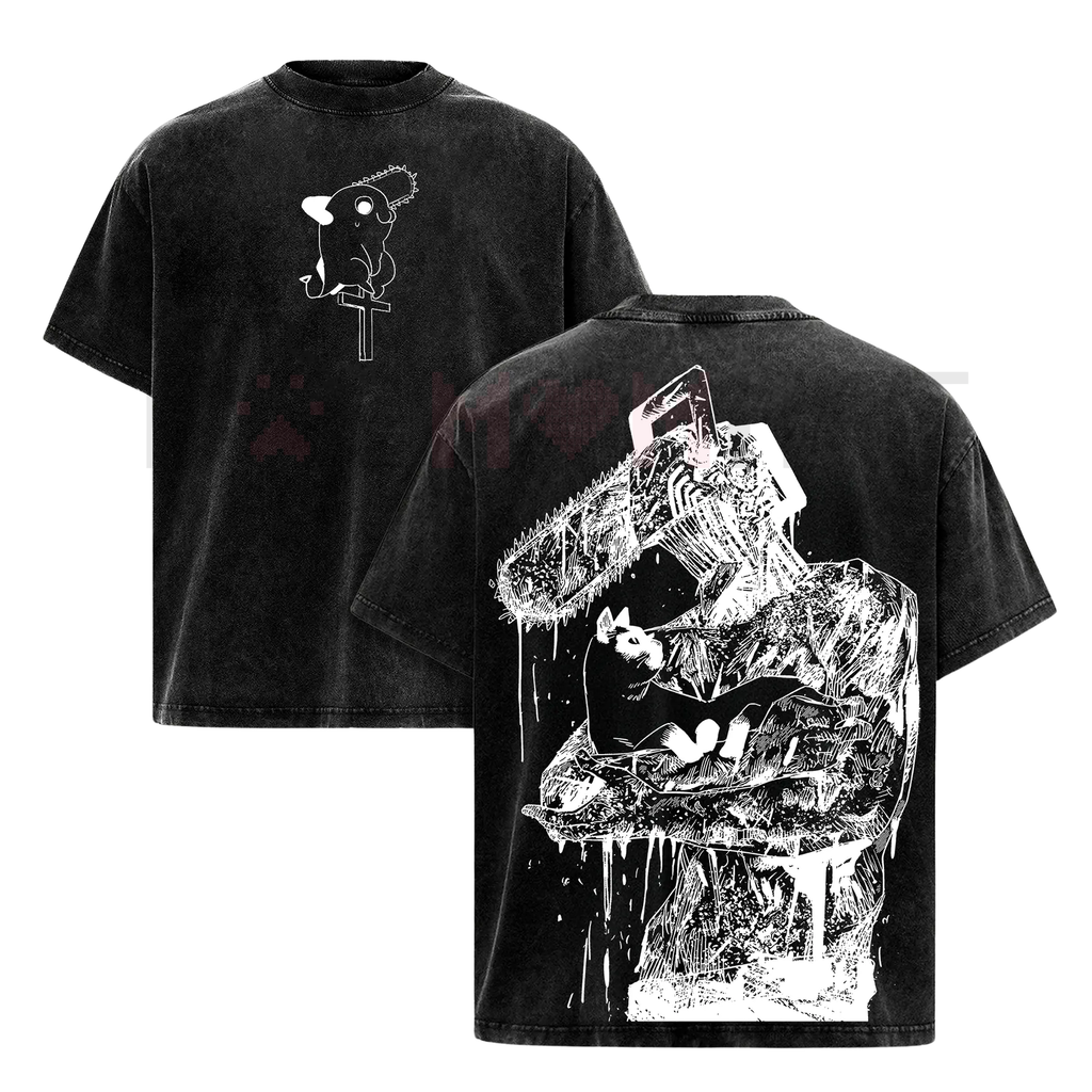 Chainsaw Man Tee – Washed Oversized Heavy Cotton Tee