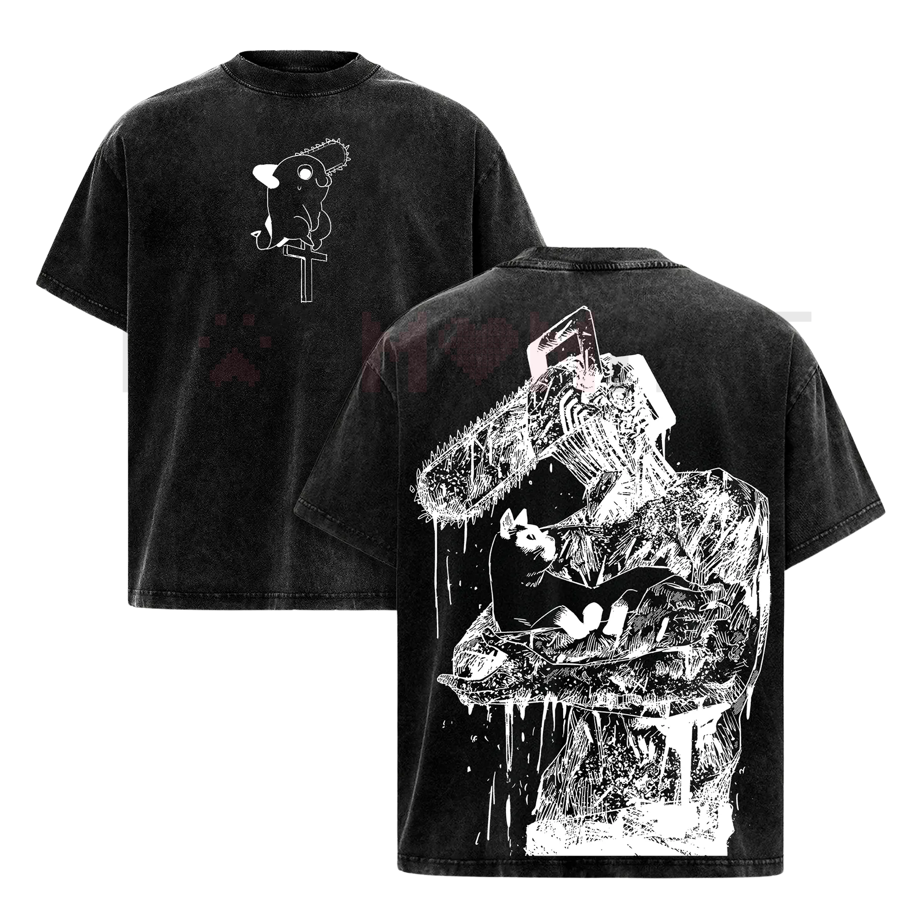 Chainsaw Man Tee – Washed Oversized Heavy Cotton Tee
