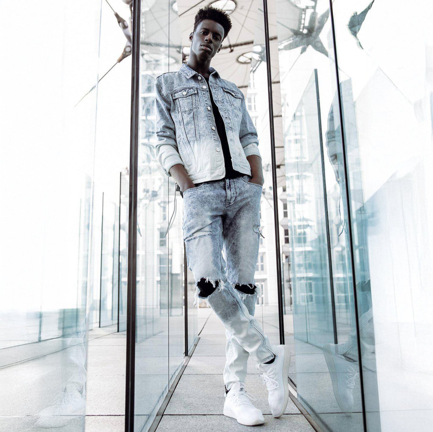 Acid washed Blue Jeans