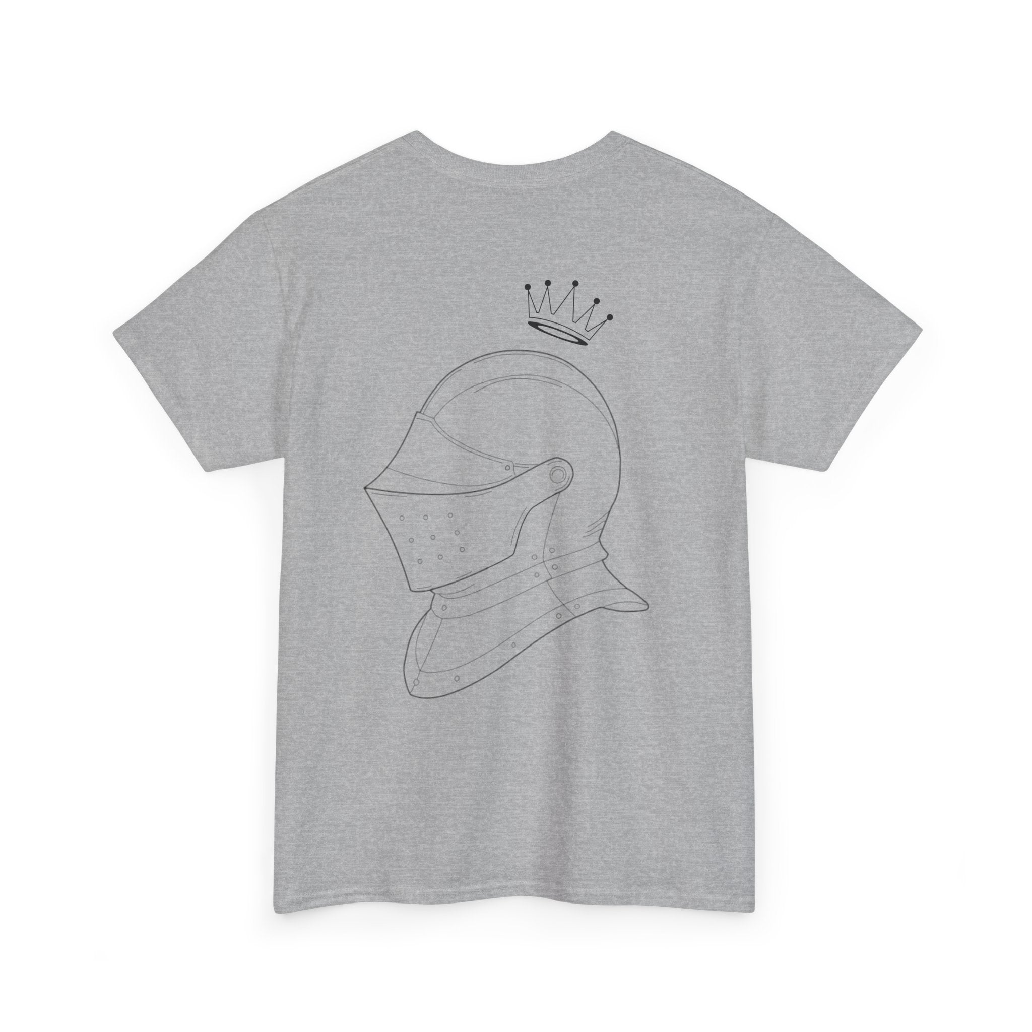 Valor Knight Warden One Tee — Minimal Crowned Knight Helmet Graphic T-Shirt