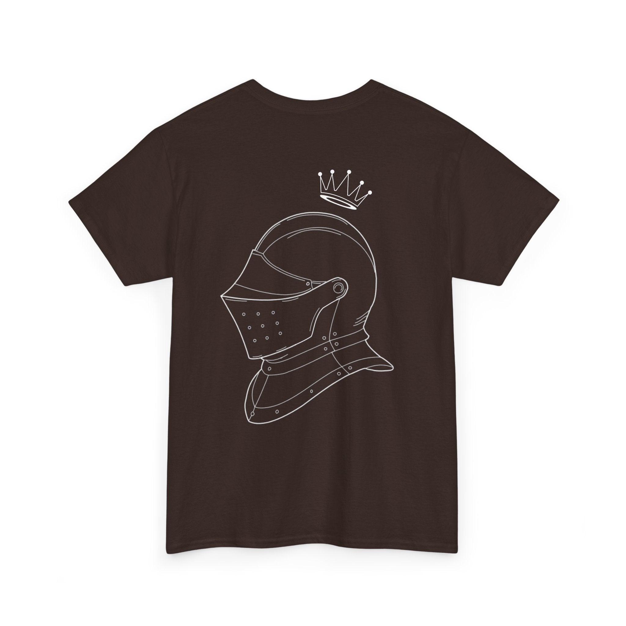 Valor Knight Warden One Tee — Minimal Crowned Knight Helmet Graphic T-Shirt